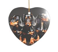 Decorazione natalizia con tre bassotti, regalo per addio al nubilato e signora, un regalo unico per un ricordo di nozze