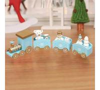 Decorazione natalizia con trenini natalizi in legno, illumina la tua casa con Babbo Natale e amici a tema (blu)