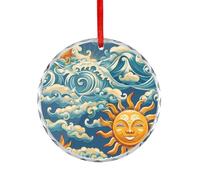 Decorazione natalizia con volti di alba sull'oceano, ornamento rotondo da appendere, per albero di Natale, regali per feste