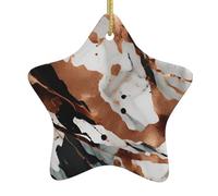 Decorazione natalizia da appendere a forma di stella, in ceramica, motivo marmo, con schegge di rame, regalo per albero e decorazione della casa