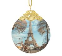 Decorazione natalizia da appendere alla torre Eiffel, ciondolo rotondo in vetro per albero di Natale, decorazione per la casa