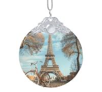 Decorazione natalizia da appendere alla torre Eiffel, ciondolo rotondo in vetro per albero di Natale, decorazione per la casa