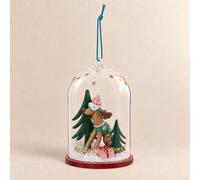 Decorazione natalizia da appendere campanella con abete e cane multicolore