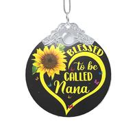 Decorazione natalizia da appendere con stampa di girasole e scritta "Blessed To Be Called Nana", ciondolo rotondo in vetro per albero di Natale, decorazione per la casa