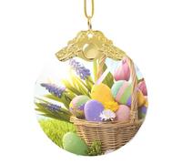 Decorazione natalizia da appendere con uova di Pasqua, ciondolo rotondo in vetro per albero di Natale, decorazione per la casa