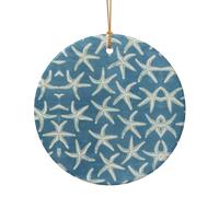 Decorazione natalizia da appendere in ceramica a forma di stella marina, con stampa in lana, per celebrare la famiglia, regalo per familiari e amici
