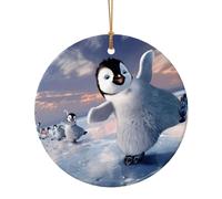 Decorazione natalizia da appendere in ceramica con stampa a pinguino felice, per celebrare la famiglia, regalo per familiari e amici