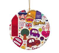 Decorazione natalizia da appendere in ceramica con stampa di giornale scolastico in inglese, per celebrare la famiglia questo ornamento di Natale, regalo per familiari e amici