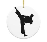 Decorazione natalizia da appendere in ceramica per albero di Halloween, decorazione natalizia da appendere per taekwondo, arti marziali, 7,4 cm