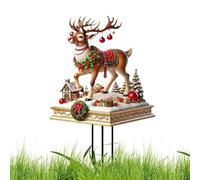 Decorazione natalizia da giardino con renna - Decorazione per prato in acrilico impermeabile con design a casa di neve, accessorio decorativo da giardino per esterni, per giardino, sentieri, terrazze