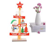 Decorazione natalizia da scrivania - Ornamenti decorativi per bar e ristoranti, albero di Natale da tavolo con parole | Ornamento festivo in legno, decorazioni natalizie da tavolo con base stabile, ad