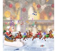 Decorazione natalizia di Babbo Natale in slitta con renne, completa di lucine con funzionamento a batteria che richiede 3 batterie AAA (non incluse),Christmas Toy’s Memory Giro in Slitta Babbo Natale