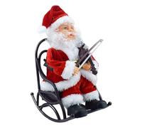 Decorazione natalizia di Babbo Natale - Statuetta animata seduta che gioca il violino, ornamento a movimento elettrico, display interno festivo per camera da letto, vetrina, appartamento, celebrazioni
