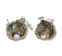 Decorazione Natalizia DKD Home Decor Poliestere Rattan [14 x 11 x 15 cm] [2 U