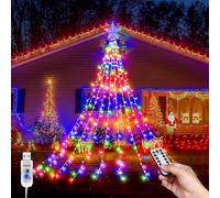 Decorazione Natalizia Esterna per Albero, USB Luci di Natale con Stella, 9*2M 198 LEDs 8 Modalità Impermeabili Catene Luminose per Natalizie per Albero di Natale, Feste e Festival Decorazioni