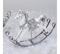 formano Cavallo a dondolo, decorazione natalizia, 21 cm, in pietra artificiale, dipinta a mano, decorazione invernale per davanzale