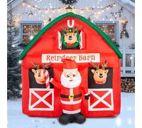 Decorazione natalizia gigante, da 2,8 m, renna, fienile, decorazione per esterni, renna di Babbo Natale, decorazione natalizia da giardino con luci LED integrate, decorazione natalizia per prato