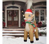 Decorazione natalizia gonfiabile a forma di renna con luce LED per feste in