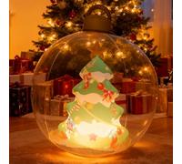 Decorazione natalizia gonfiabile per esterni, 60 cm, albero di Natale gonfiabile con illuminazione a LED, palla di Natale trasparente per esterni, giardino, cortile, terrazza