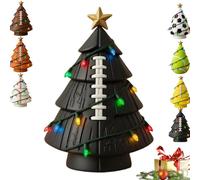 Decorazione Natalizia Illuminata A Forma di Pallone da Calcio, Mini Albero A Tema Sportivo con Luci Che Cambiano Colore E Stella sulla Cima, Ornamenti Decorativi da Appendere A Forma di Pallone E