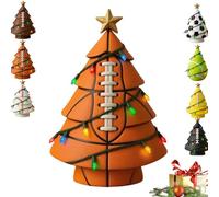 Decorazione Natalizia Illuminata A Forma di Pallone da Calcio, Mini Albero A Tema Sportivo con Luci Che Cambiano Colore E Stella sulla Cima, Ornamenti Decorativi da Appendere A Forma di Pallone F