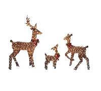 Decorazione natalizia illuminata, motivo: cervo, renne, set per interni ed esterni, con luci a LED (cervo dorato, 3 pezzi)