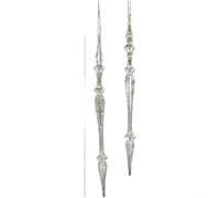 Decorazione natalizia in acrilico a forma di ghiacciolo con finitura iridescente trasparente e glitter, perfetta per alberi di Natale e decorazioni per la casa a tema invernale (F)