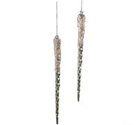 Decorazione natalizia in acrilico a forma di ghiacciolo con finitura iridescente trasparente e glitter, perfetta per alberi di Natale e decorazioni per la casa a tema invernale (C)