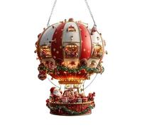Decorazione natalizia in acrilico da appendere, con Babbo Natale, mongolfiera, accento festivo per le vacanze, d'arte da parete piatta e trasparente, leggera da appendere, fantasia colorata, per