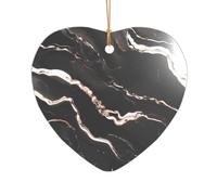 Decorazione natalizia in acrilico per sposi e coppie, con stampa marmorizzata, colore nero e oro rosa