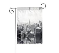 Decorazione natalizia in bianco e nero con stampa di New York, resistente allo sbiadimento, decorazione invernale per prato, portico, patio, esterno