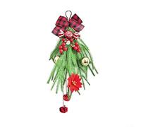 Decorazione natalizia in cedro artificiale, per porta d'ingresso, con bacche rosse, pigne, decorazione da parete per le vacanze, 43 cm, ornamento verde