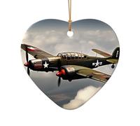 Decorazione natalizia in ceramica a forma di aeroplano della Seconda Guerra Mondiale, per la casa, i regali, la fattoria dell'albero di Natale Haning