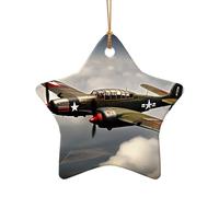 Decorazione natalizia in ceramica a forma di aeroplano della Seconda Guerra Mondiale, per la casa, i regali, la fattoria dell'albero di Natale Haning