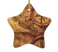 Decorazione natalizia in ceramica a forma di stella, con scritta in lingua inglese "YUGTAEE Law of the Compass Navigation", da appendere, per centri commerciali, case e punti vendita