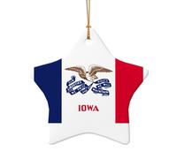 Decorazione natalizia in ceramica con bandiera dello Stato dell'Iowa, decorazione per la casa, i regali, l'albero di Natale della fattoria Haning