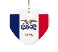 Decorazione natalizia in ceramica con bandiera dello Stato dell'Iowa, decorazione per la casa, i regali, l'albero di Natale della fattoria Haning