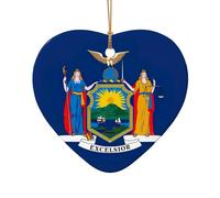 Decorazione natalizia in ceramica con bandiera dello stato di New York, decorazione per la casa, i regali, l'albero di Natale della fattoria Haning