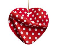 Decorazione natalizia in ceramica con stampa a pois rossi e bianchi, ciondolo a forma di cuore a forma di stella per decorazioni natalizie