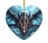 Decorazione natalizia in ceramica stampata con drago volante, 7,4 cm, perfetta per davanzali, caminetti e salotti. Decorazione per la casa per le vacanze.