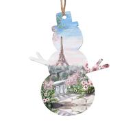 Decorazione natalizia in legno con stampa a forma di Torre Eiffel di Parigi, 4 motivi: angelo, albero di Natale, pupazzo di neve, campana