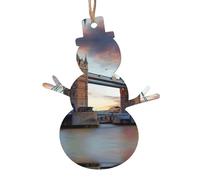 Decorazione natalizia in legno con stampa a ponte della vecchia torre, decorazioni per albero di Natale, 4 disegni: angelo, albero di Natale, pupazzo di neve, campana