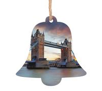 Decorazione natalizia in legno con stampa a ponte della vecchia torre, decorazioni per albero di Natale, 4 disegni: angelo, albero di Natale, pupazzo di neve, campana