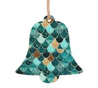 Decorazione natalizia in legno con stampa a squame di sirena, decorazione per albero di Natale, 4 disegni: angelo, albero di Natale, pupazzo di neve, campana