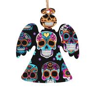 Decorazione natalizia in legno con stampa a teschio, per fai da te, decorazioni per albero di Natale, angeli, campane