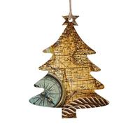 Decorazione natalizia in legno con stampa di una vecchia mappa del mondo, decorazione per albero di Natale, 4 disegni: angelo, albero di Natale, pupazzo di neve, campana