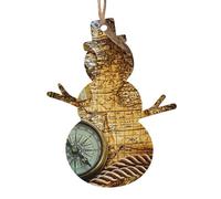 Decorazione natalizia in legno con stampa di una vecchia mappa del mondo, decorazione per albero di Natale, 4 disegni: angelo, albero di Natale, pupazzo di neve, campana