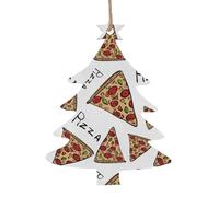 Decorazione natalizia in legno stampata a forma di pizza, per albero di Natale, decorazione da appendere per le vacanze di Natale, regalo di Natale