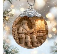 Decorazione natalizia in vetro a forma di Babbo Natale, per camino, albero di Natale, marrone, da appendere, regalo per festival, decorazione per la casa, per finestra, camera da letto, porta, ufficio