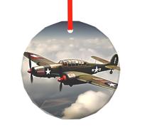 Decorazione natalizia in vetro tradizionale a forma di aeroplano della Seconda Guerra Mondiale, decorazione rotonda per albero di Natale